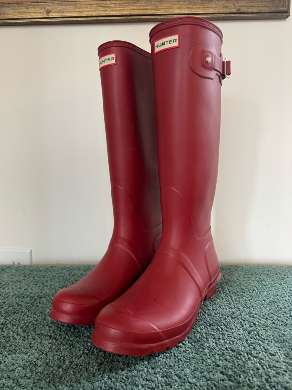 Hunter Red Knee-High Waterproof Rain Boots